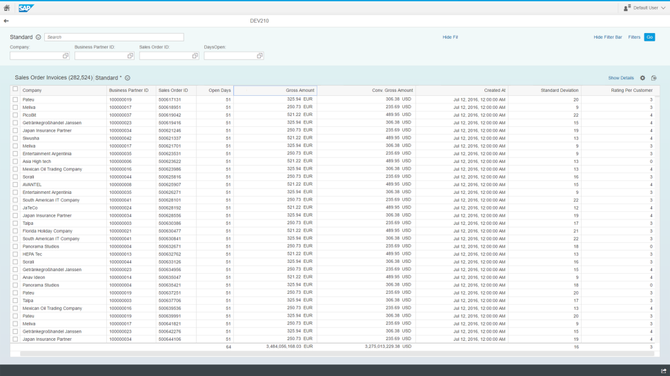 SAP NetWeaver screenshot: SAP NetWeaver view invoices

