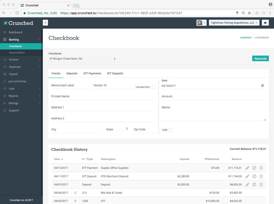 Crunched Software - Checkbook Functions
