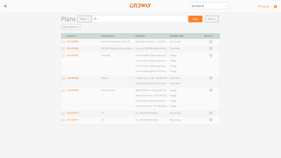 Ordway Platform Software - Products in plans