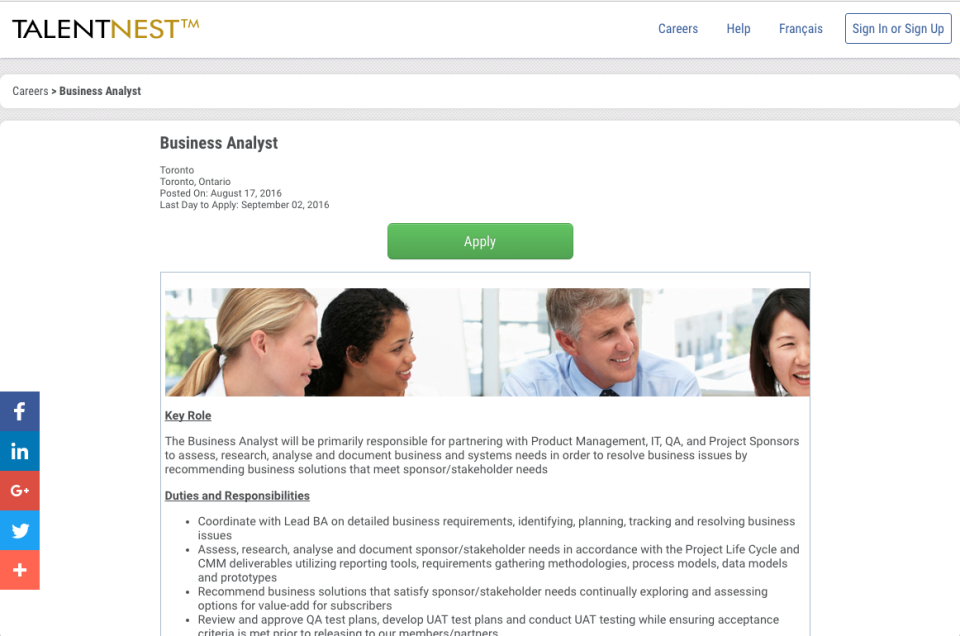 TalentNest job post