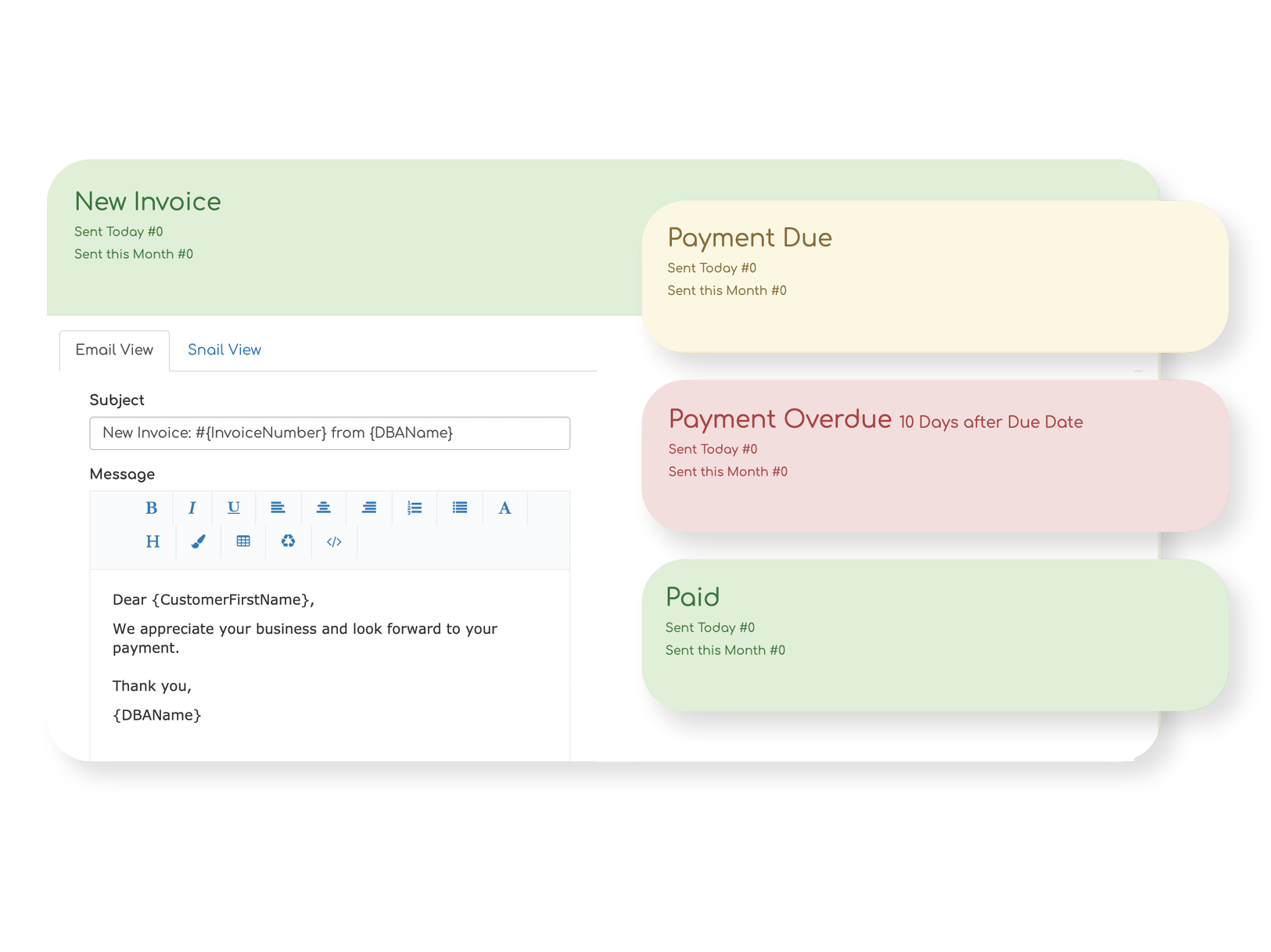 The most powerful feature of The Genie - the Invoice Messenger. Allows you to send reminders to your customers on a custom schedule.