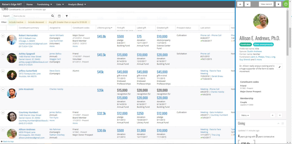 Blackbaud Fundraising Software - Filter and export fundraising data
