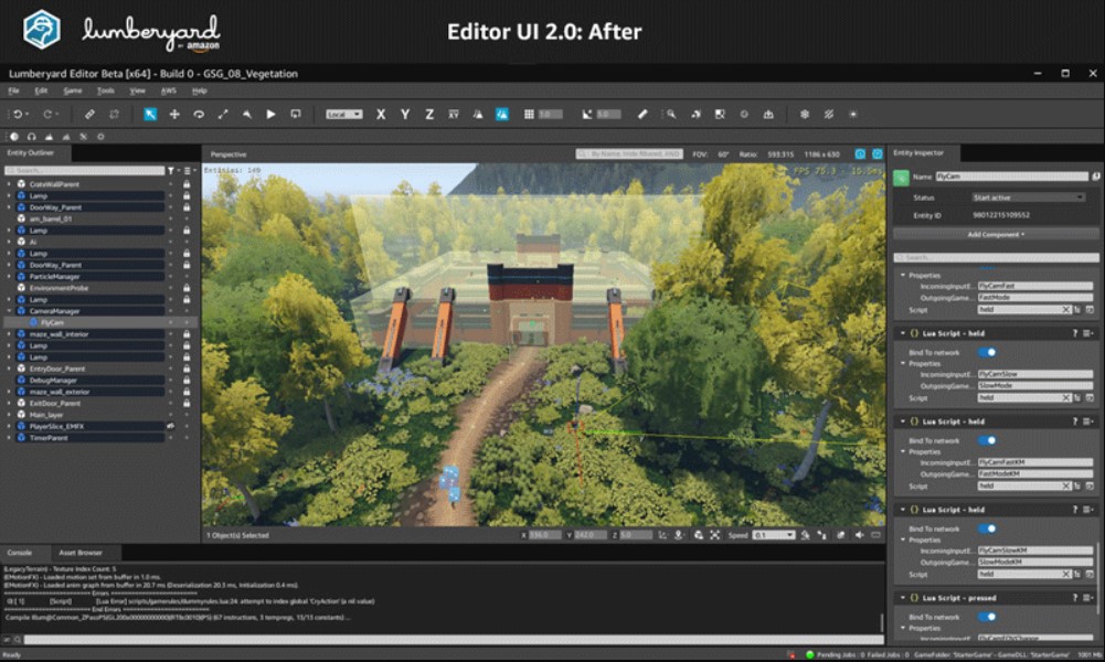 Amazon Lumberyard editor UI