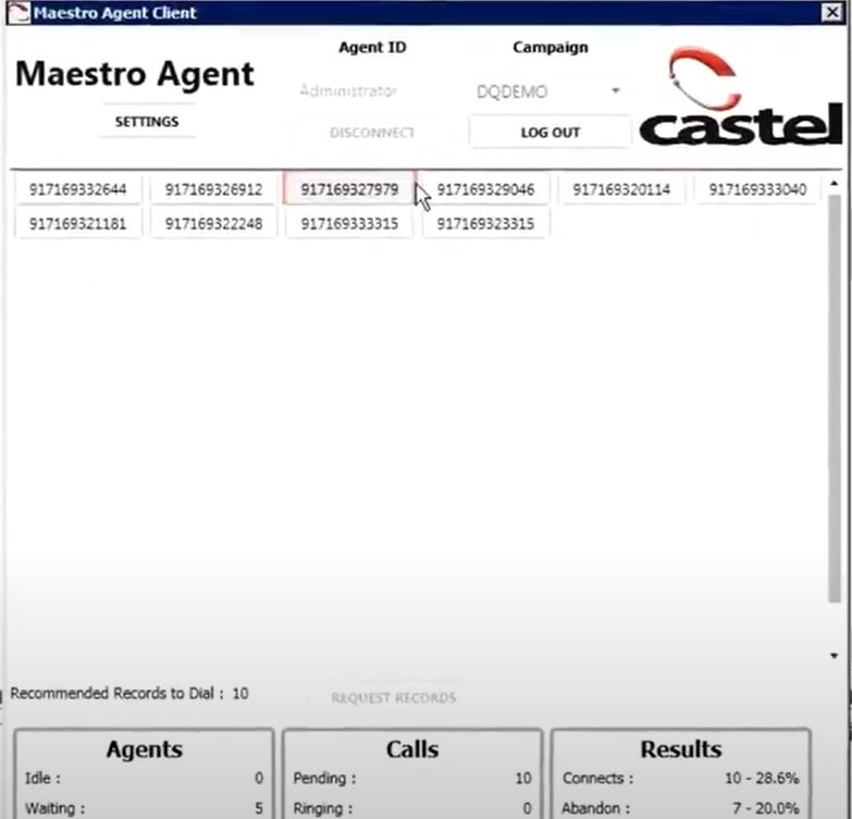 Castel Maestro agent portal view