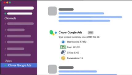 Clever Ads for Slack & MS Teams account summary