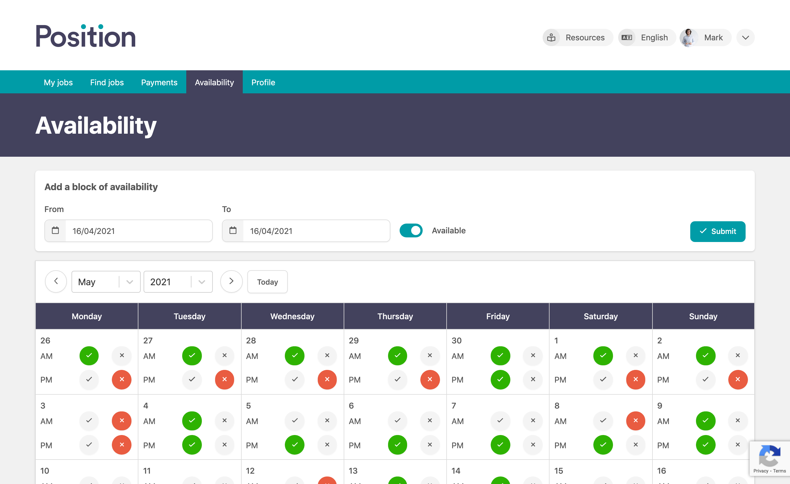 Flex Software - View and search on candidates availability at a glance