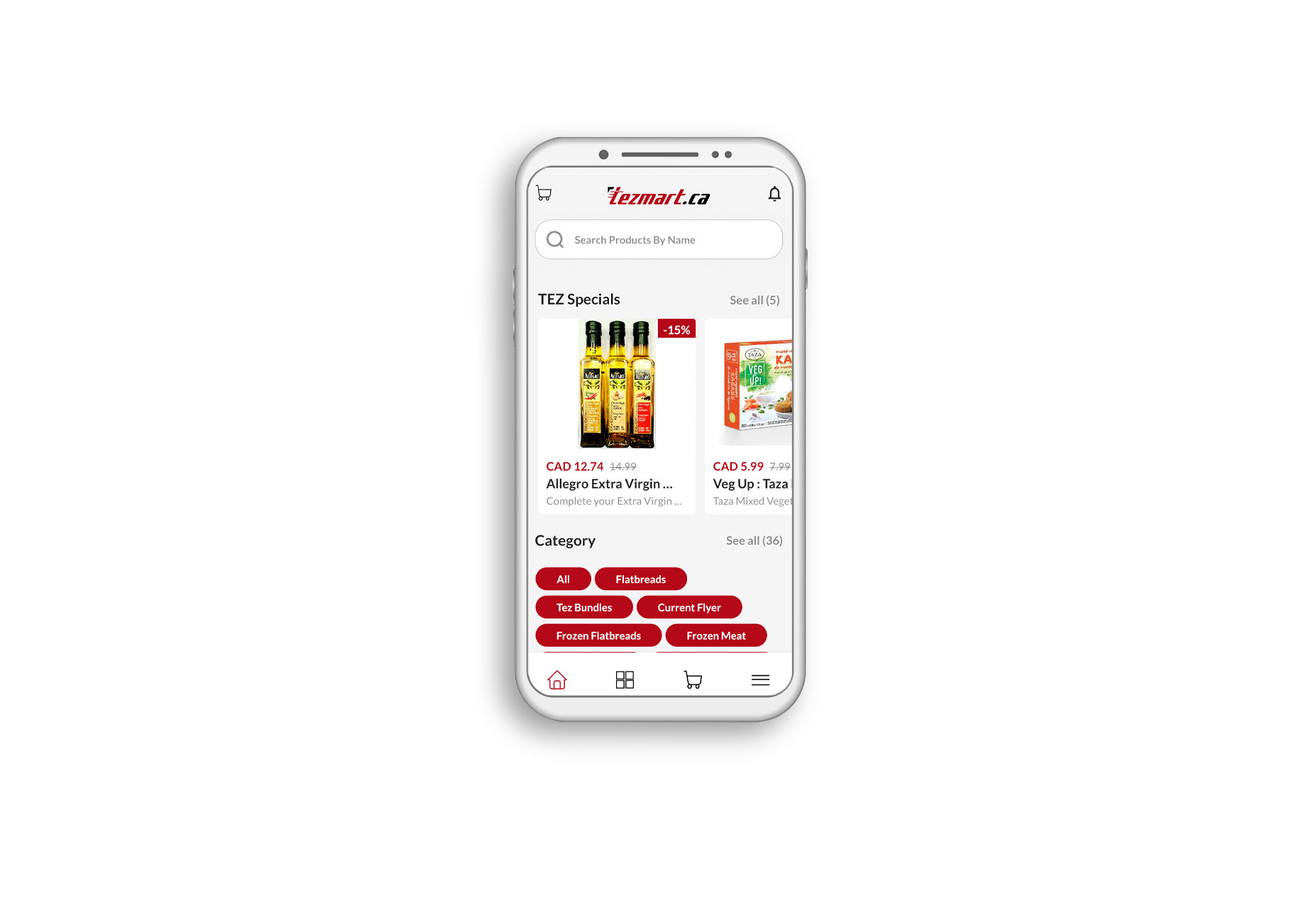Tezmart Canada's Android App powered by tossdown