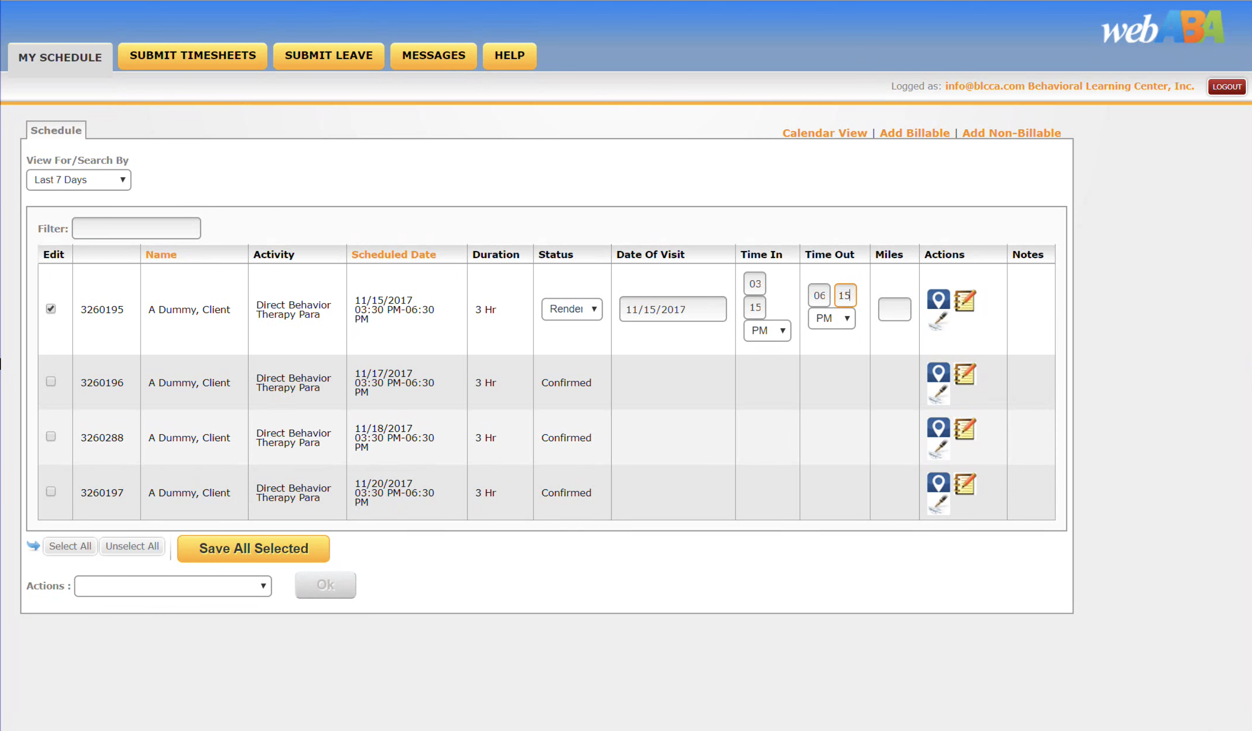 WebABA Scheduler