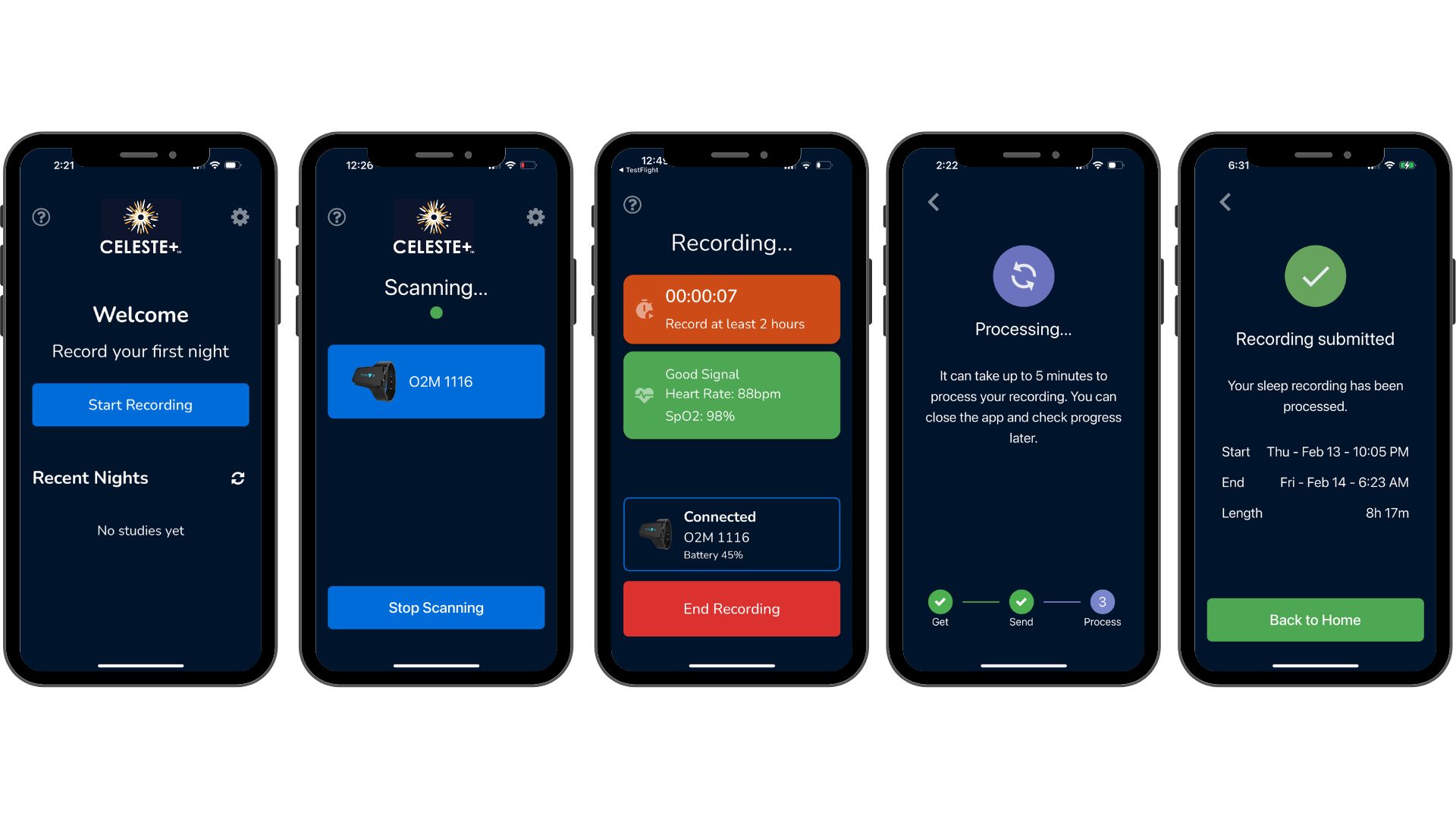 EnsoSleep PPG screenshot: EnsoSleep PPG mobile interface