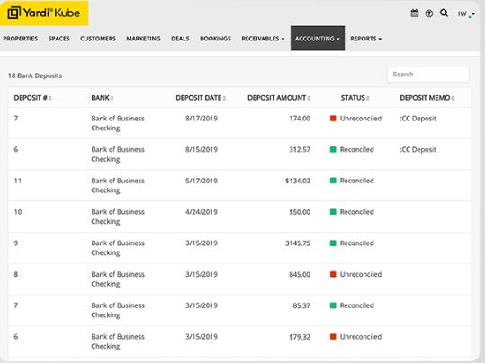 Yardi Kube screenshot: Yardi Kube accounting