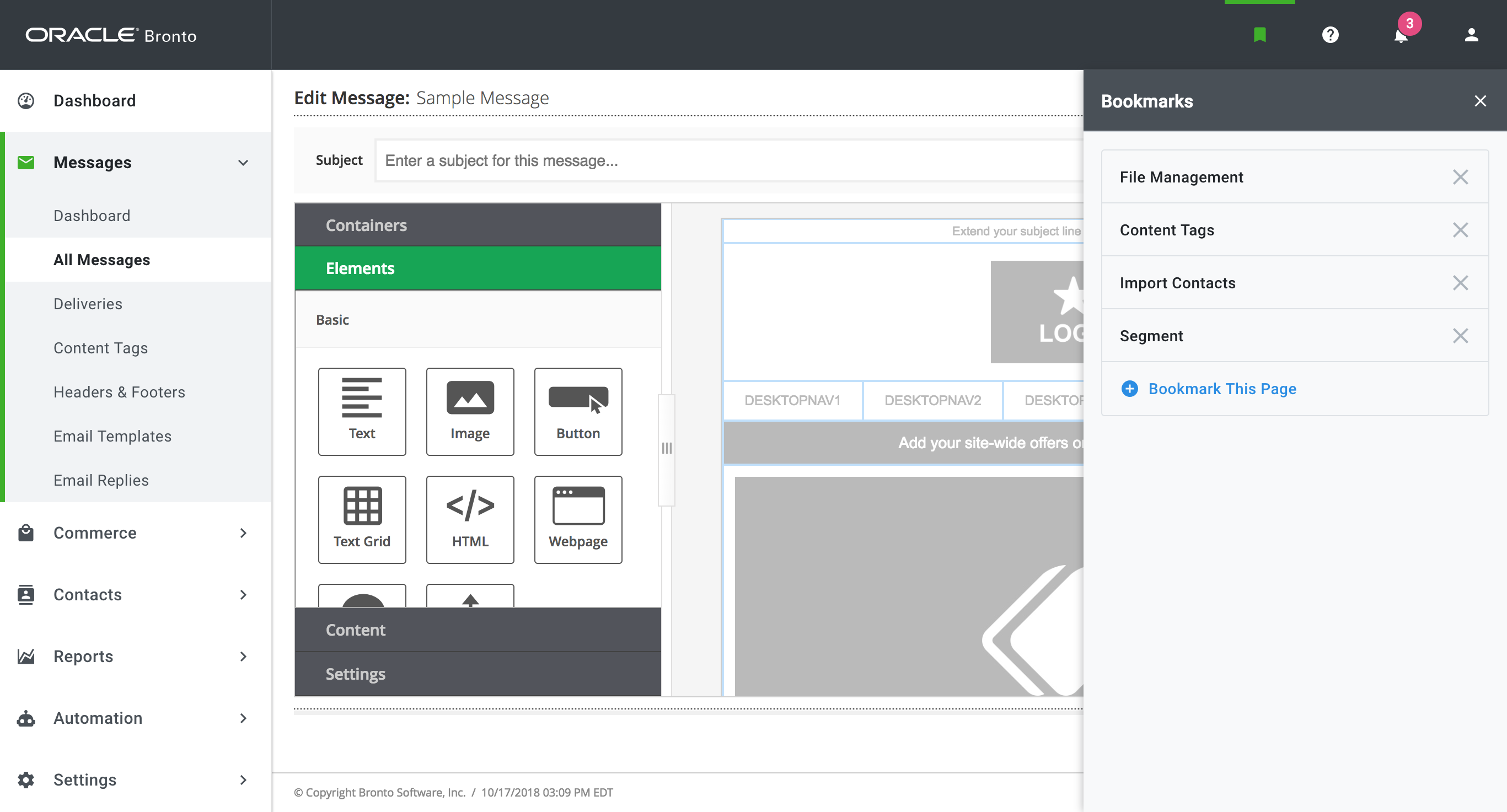 Bronto platform editor