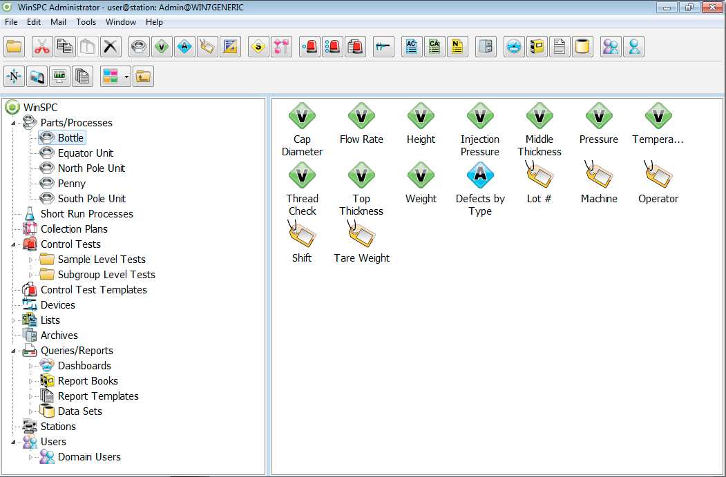 WinSPC Software - Super simple administration and setup screen with Windows Explorer paradigm