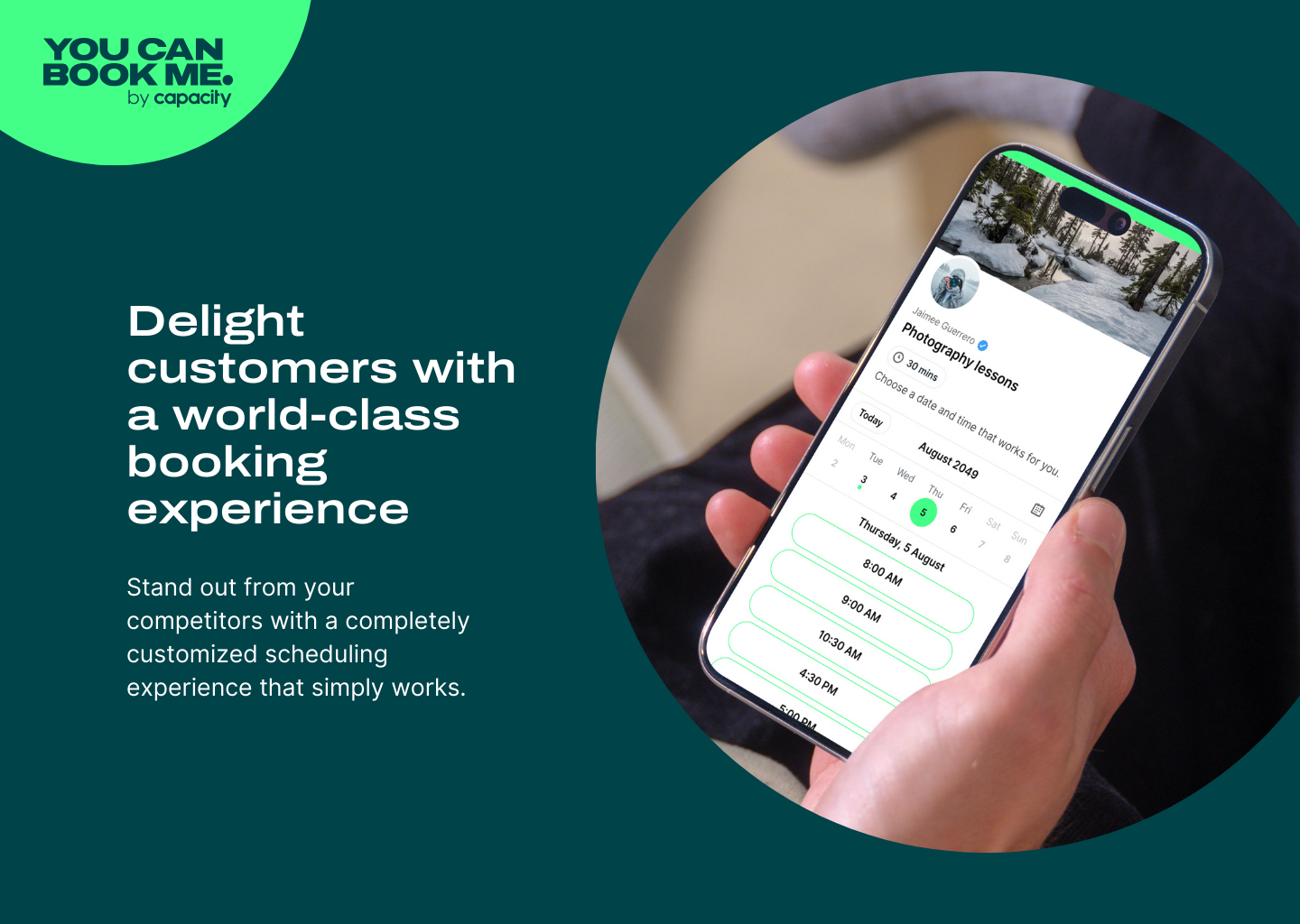 YouCanBook.me Software - Bookings are your business.
YouCanBookMe lets you create the best booking experience for your customers — and your business.