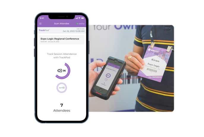 Monitor where attendees go during your meeting and how long they stay in sessions with our mobile app, TrackPod, to scan badges. Easily award credits using this device.