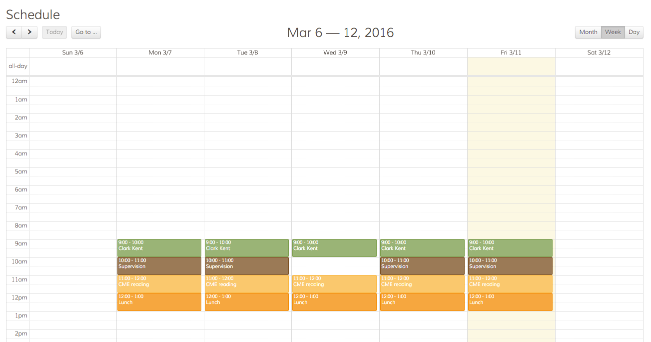 Luminello calendar screenshot