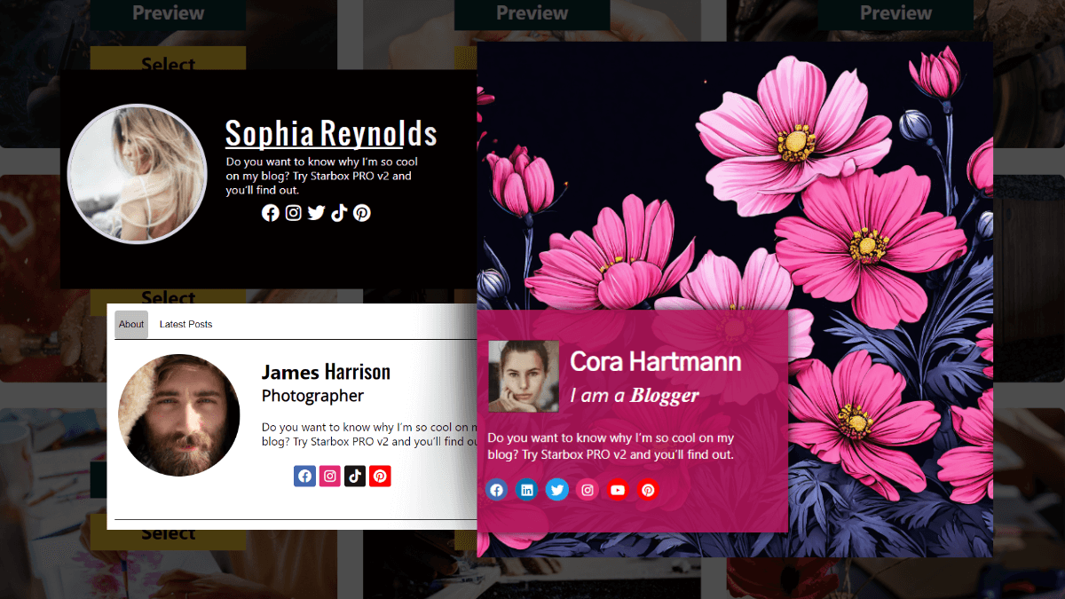 Starbox Pro screenshot: Starbox Pro author bio display