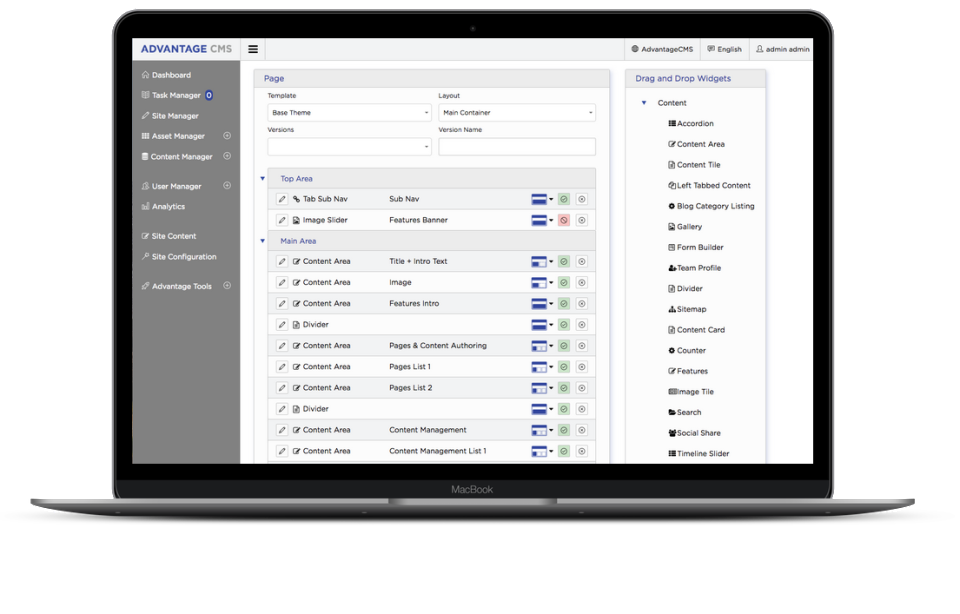 Page Manager enables users to access content with drag-and-drop widgets