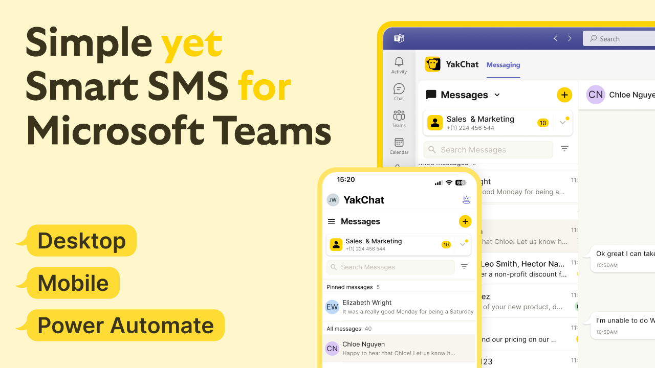 YakChat screenshot: YakChat messaging 