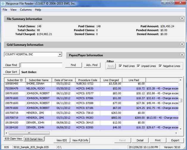 EDI Power Reader Software - EDI Power Reader sort order