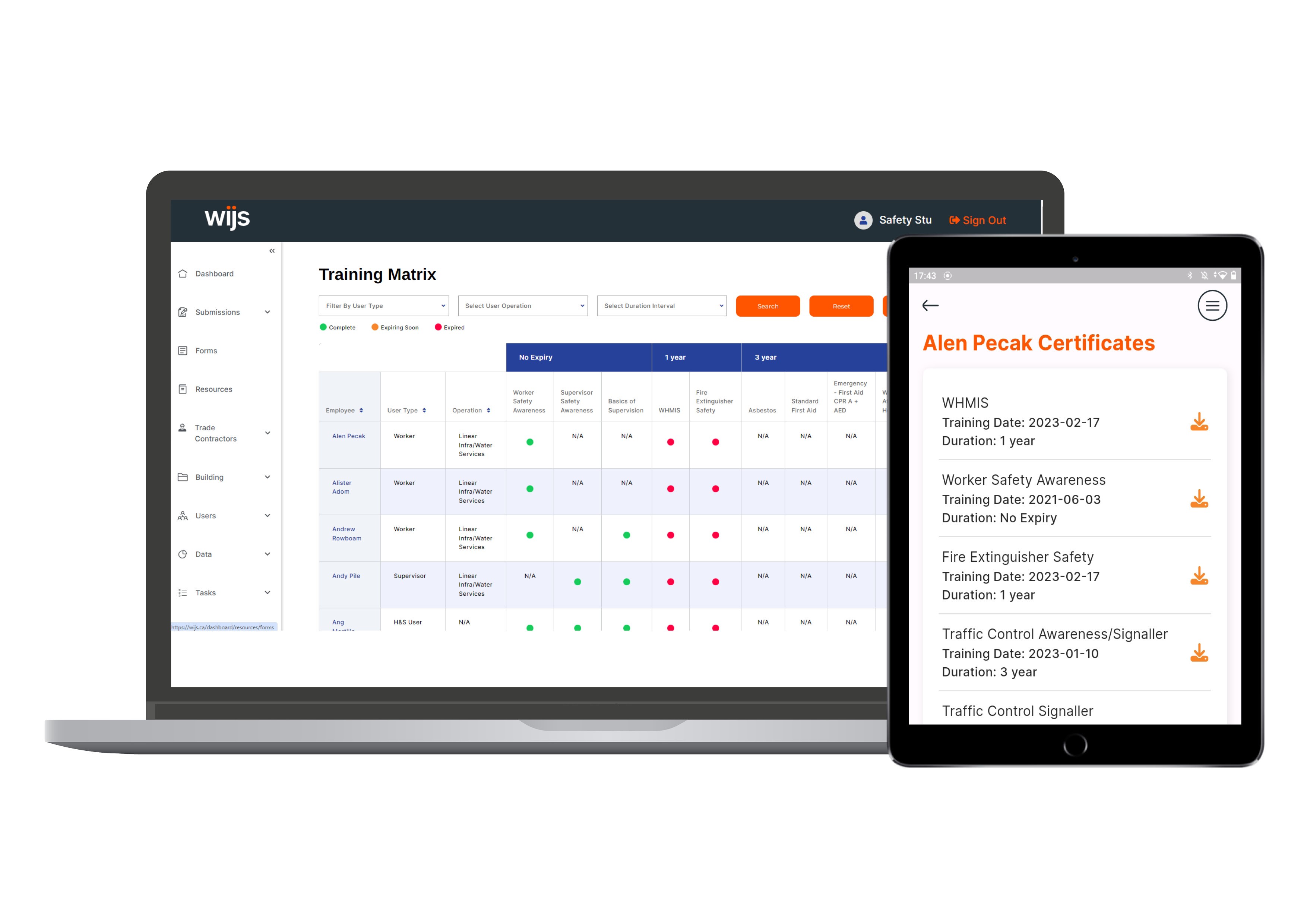 Manage all your trade contractor safety documents with our Trade Contractor Portal. Build a trade contractor profile, assign safety document requirements and track their submission performance just like your own crews.