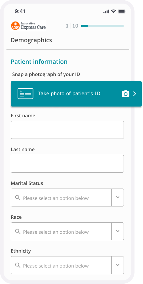 Patient intake and check-in - Create a superlative patient and staff experience with customized contactless patient intake tools that seamlessly integrate with your EMR.
