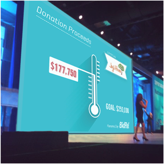 OneCause Software - Display current donation status on a live scoreboard at an event of virtually online.