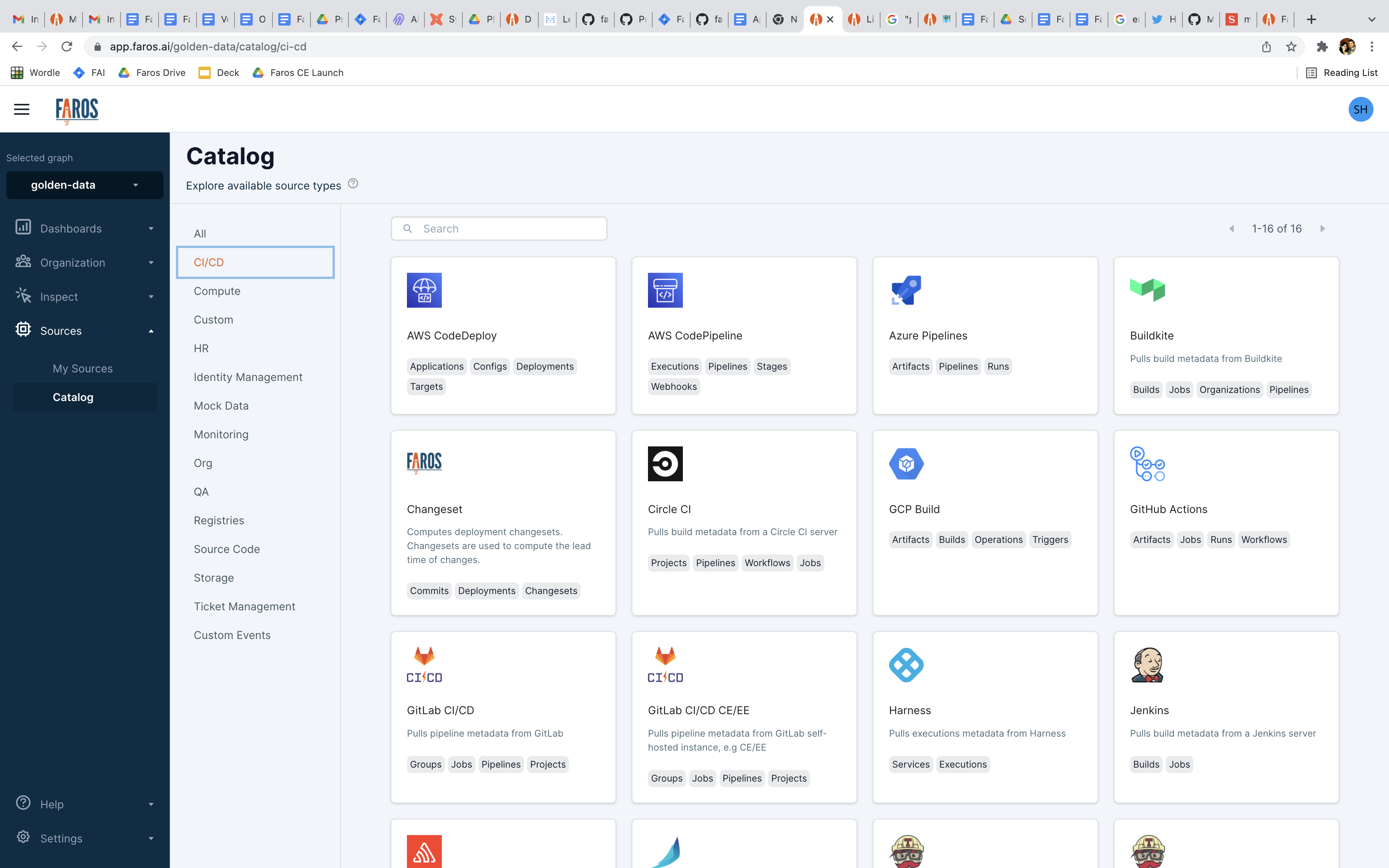 Faros AI screenshot: Faros AI catalog
