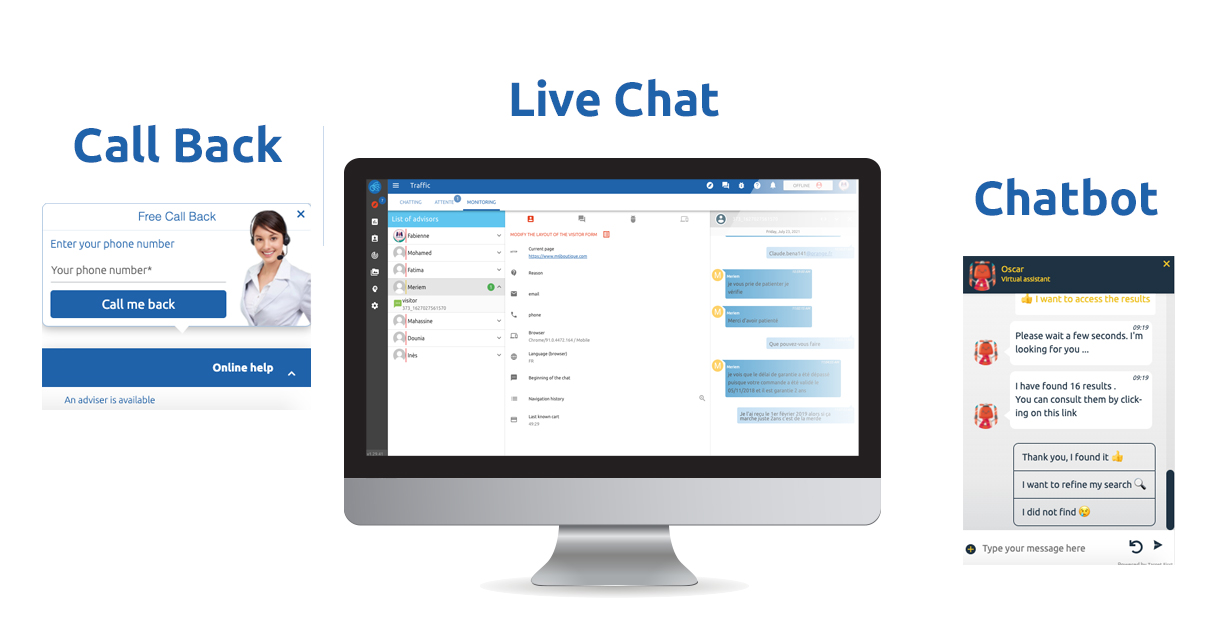Target First screenshot: Choose the contact channels you need We know that you may not have the time or the human resources to manage all customer relationship channels simultaneously.  We also know that each company has its own organization.