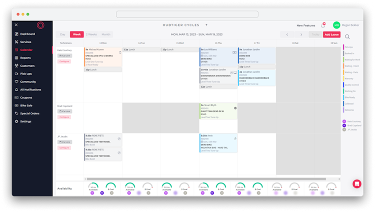 Hubtiger Service and Repair Software screenshot: Hubtiger Service & Repair Calendar