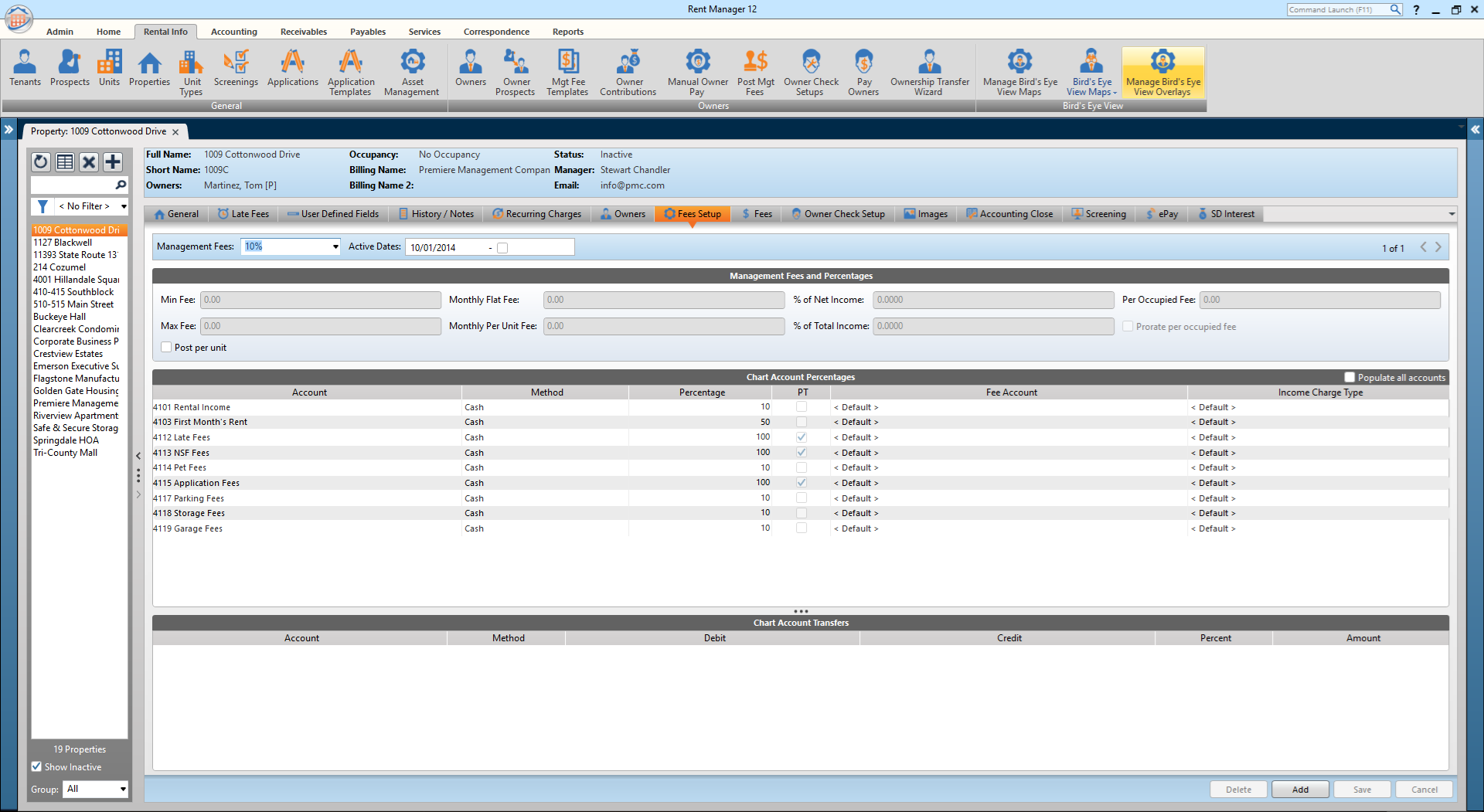 Rent Manager Software - Create and setup different management fee structures for each property