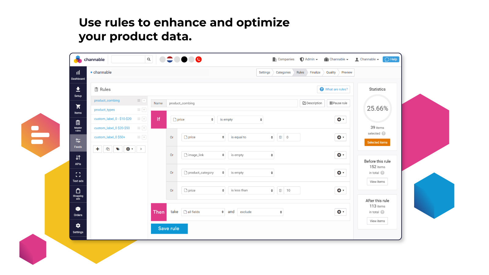 Use rules to enhance and optimize your product data