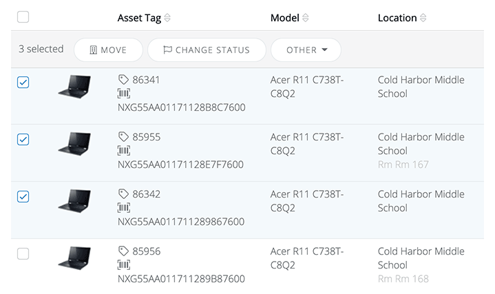 Complete batch actions on multiple assets at once