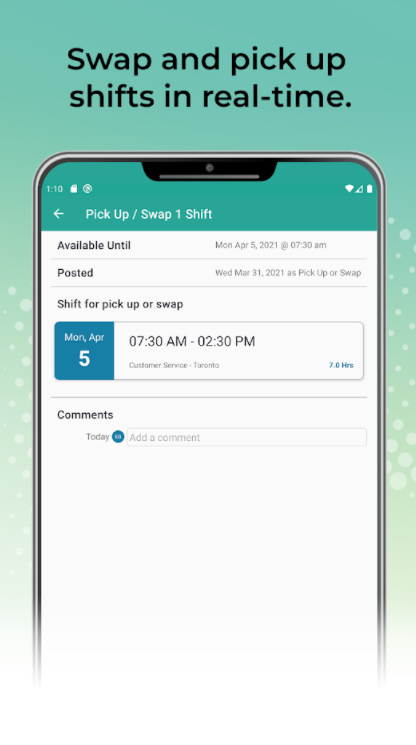 Allow your team to easily swap and pick up shifts, in real-time
