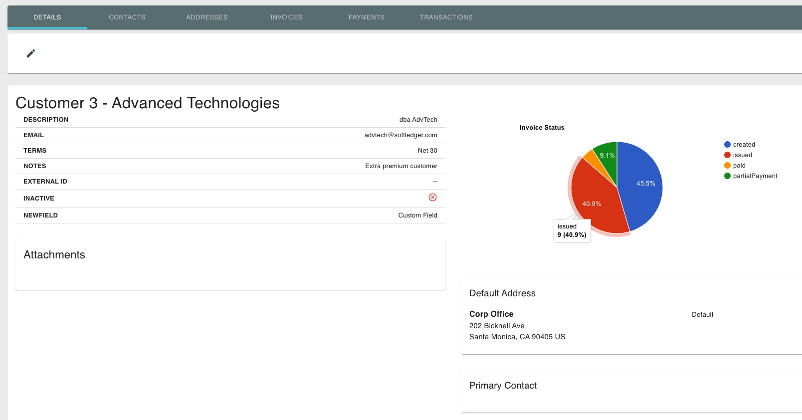 SoftLedger Software - Customer Detail