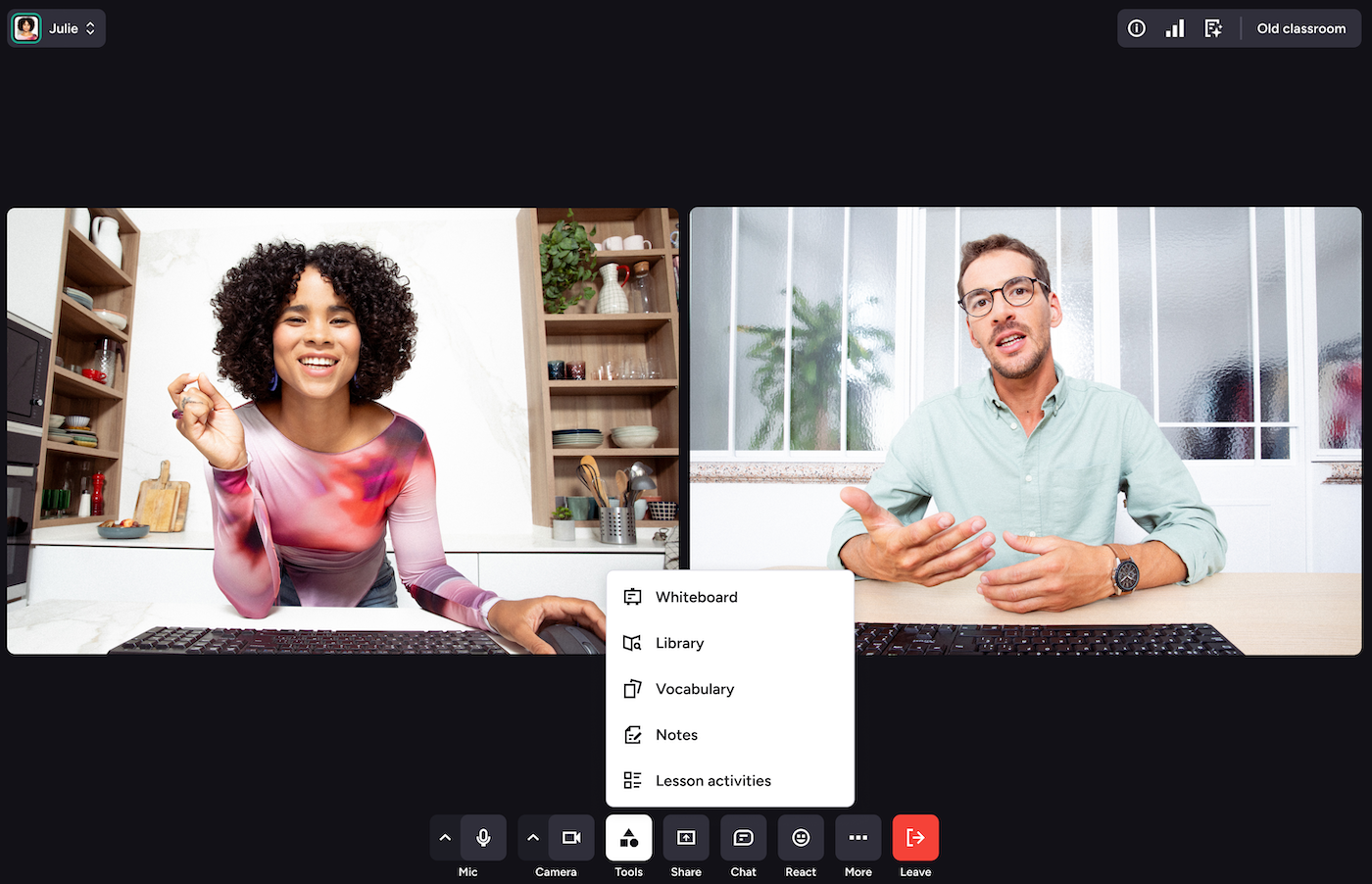 Preply Business screenshot: Preply Classroom and Tools Interface