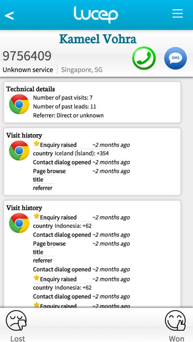 View all technical customer contact details and visit history