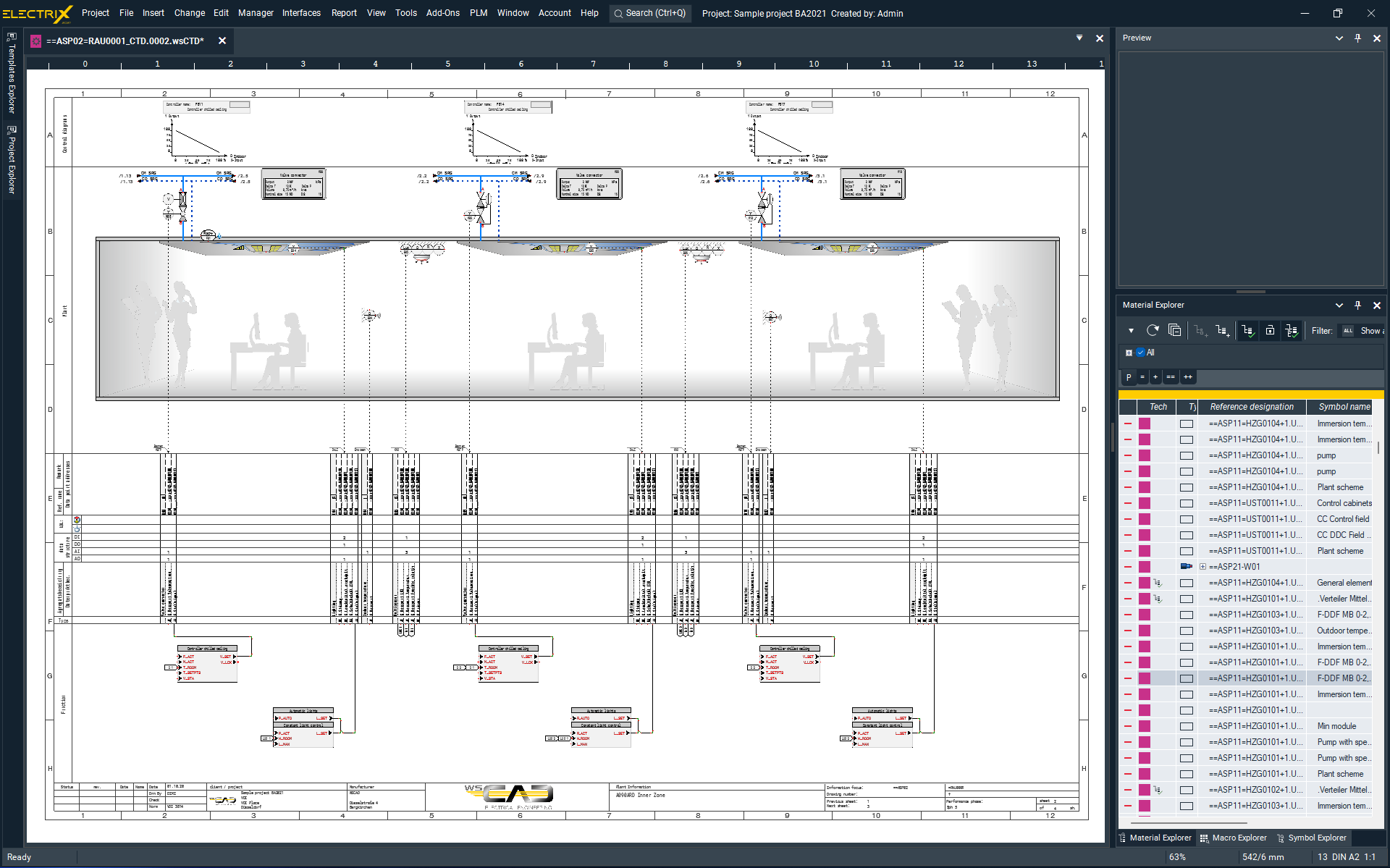 WSCAD ELECTRIX Software - Bulding automation - Design layouts and control schematics using WSCAD Building Automation software. Function lists can be structured according to the guidelines VDI 3814 und VDI 3813 for the entire building automation.