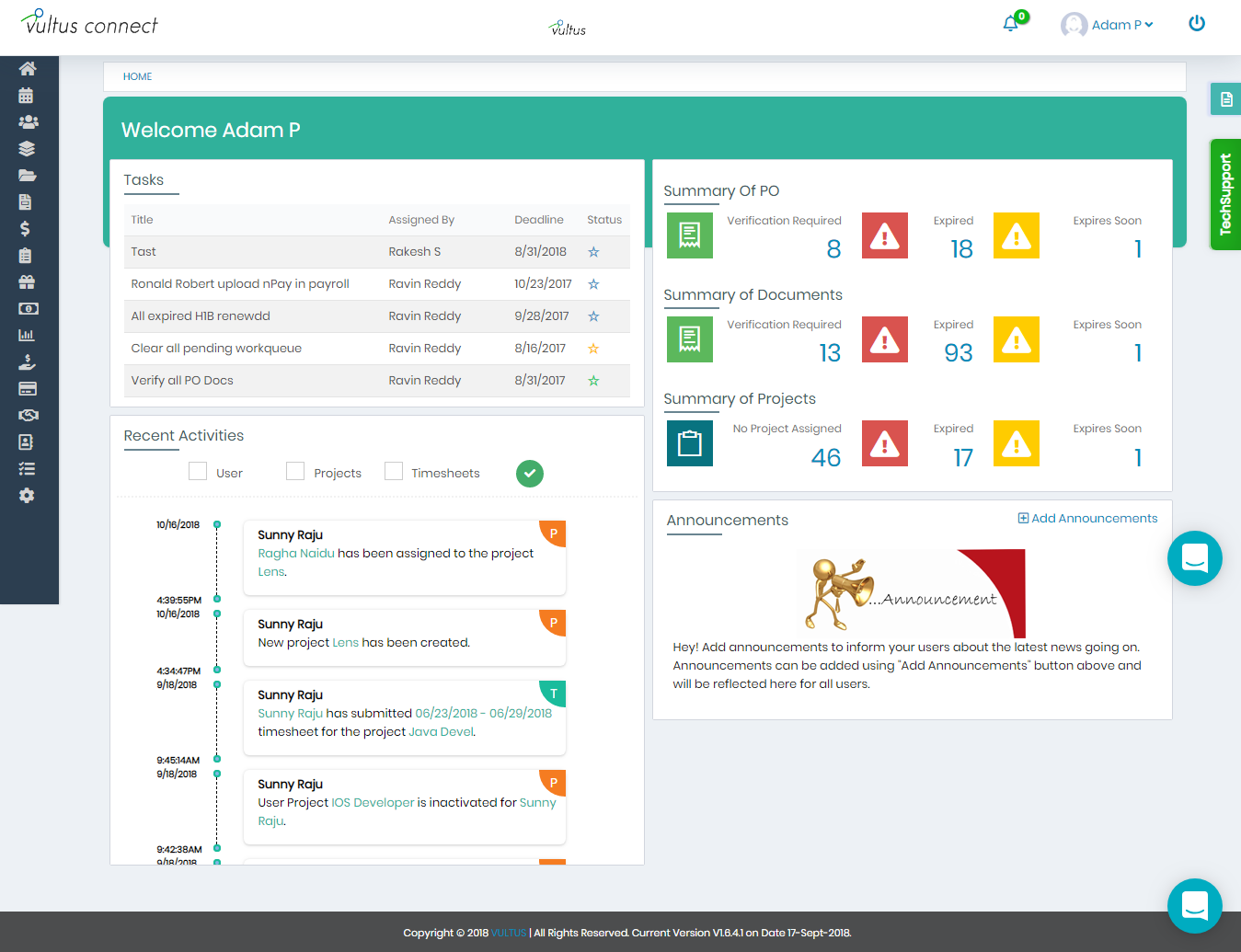 Vultus Connect screenshot: Vultus Connect Dashboard