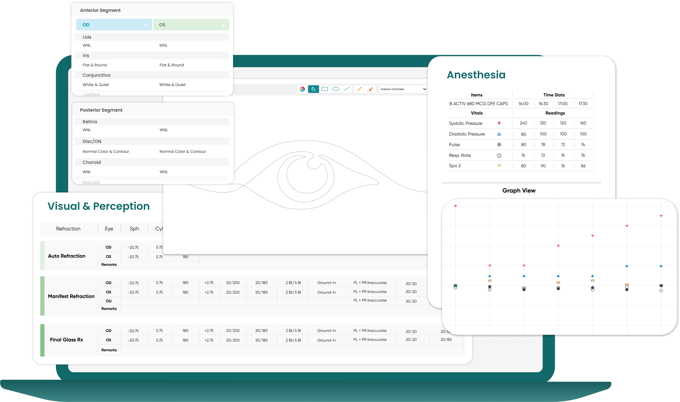 Integrated Ophthalmology EHR & ASC: Most simplified & dynamic system that consolidates ambulatory & surgical data to build a complete clinical picture of each patient & helps you chart patients 5X faster.