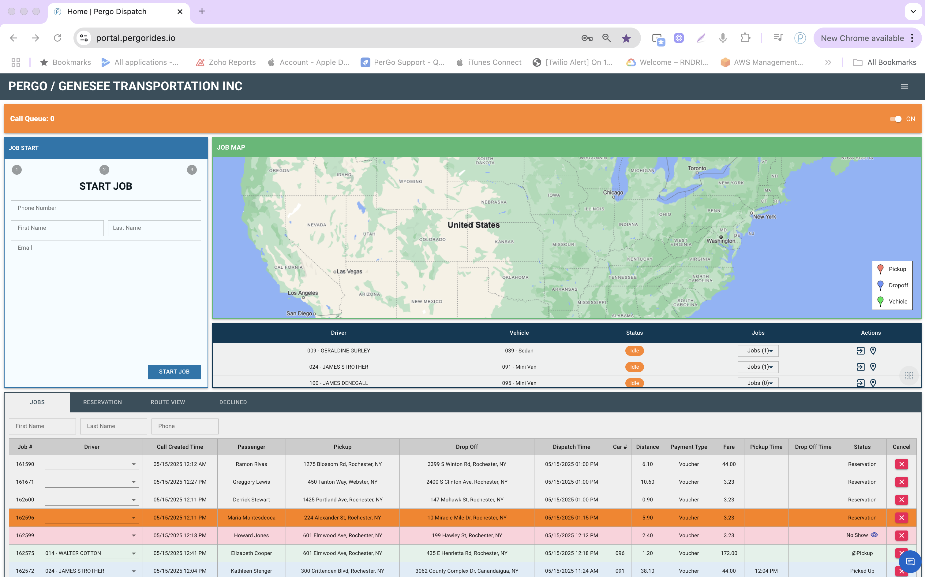 PerGo Dispatch screenshot: PerGo Dispatch home screen