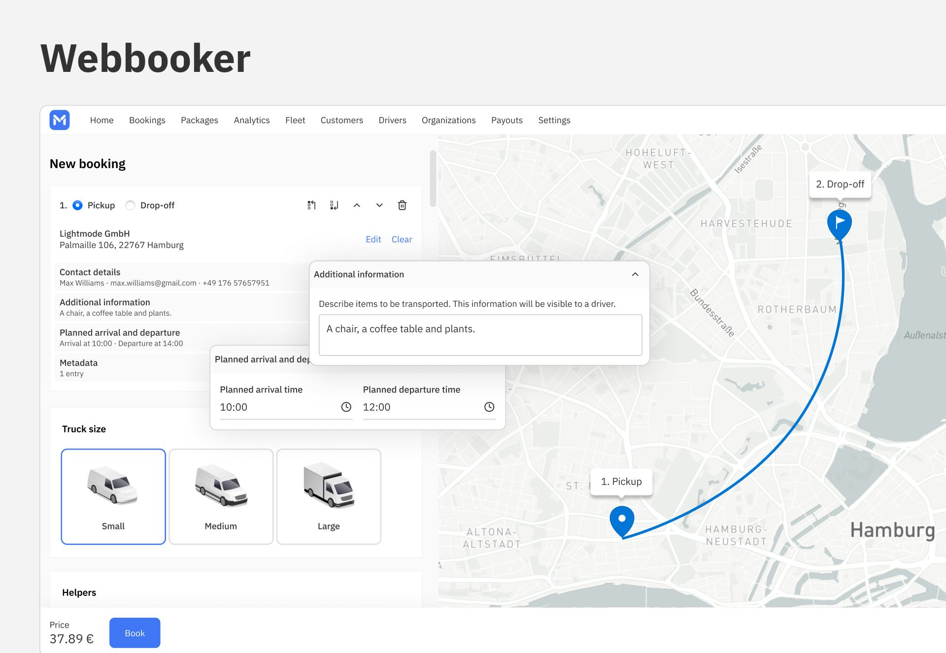 MotionTools Software - The Webbooker is a portal for customers to create and manage their bookings in a self-serving way.