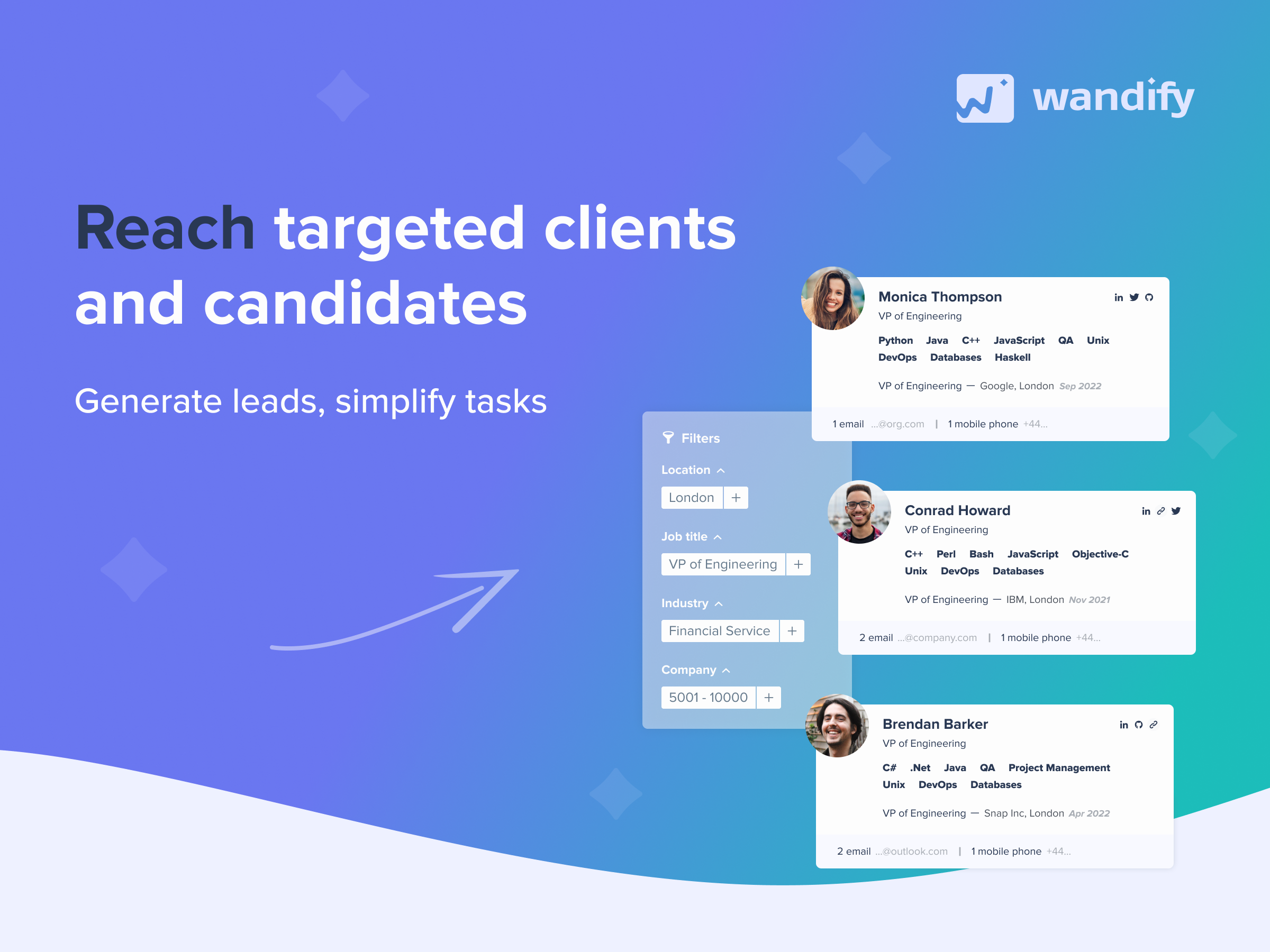 Wandify screenshot: Wandify contact management