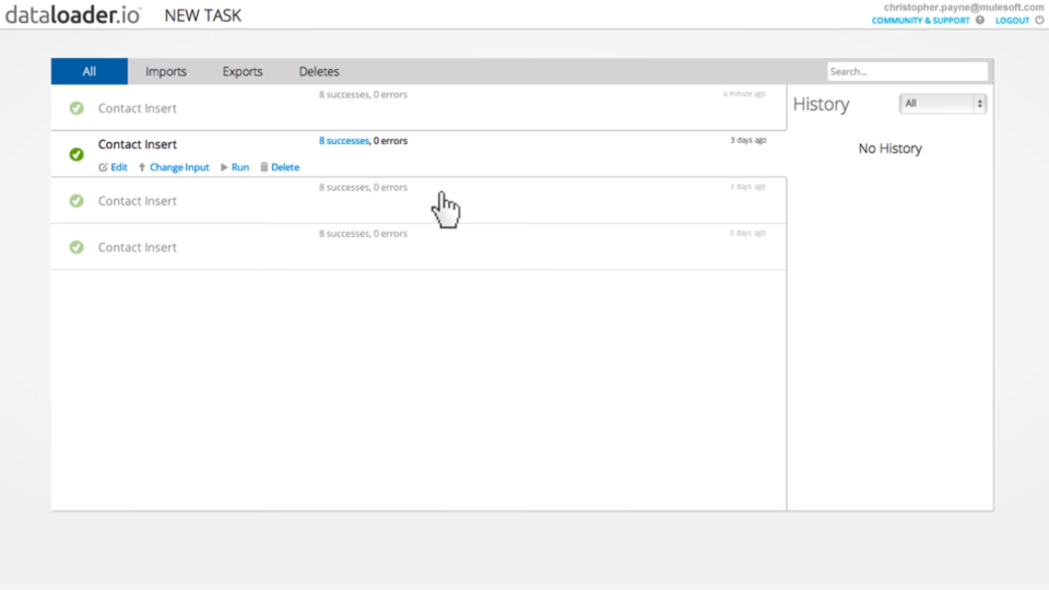 dataloader.io Software - dataloader.io audit history