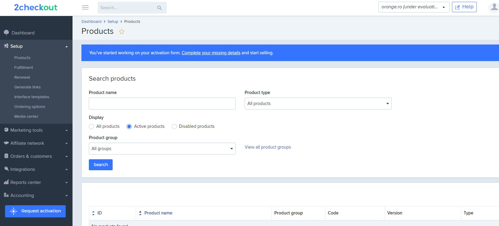 2Checkout screenshot