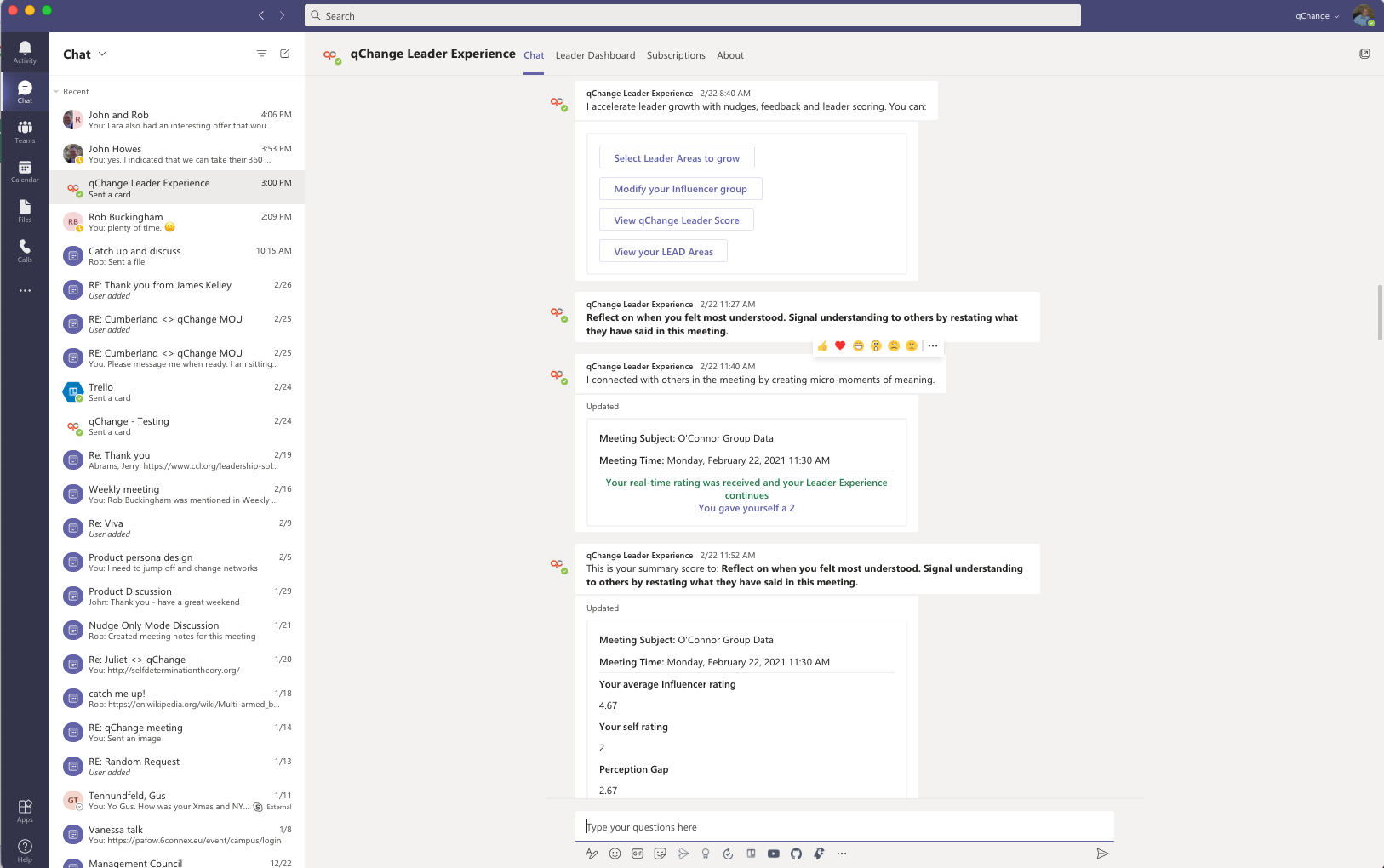 What the solution looks like in Microsoft Teams.