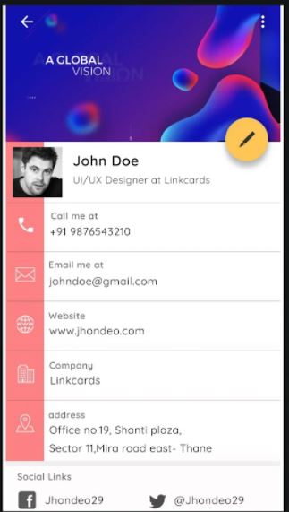 Linkcards contact card