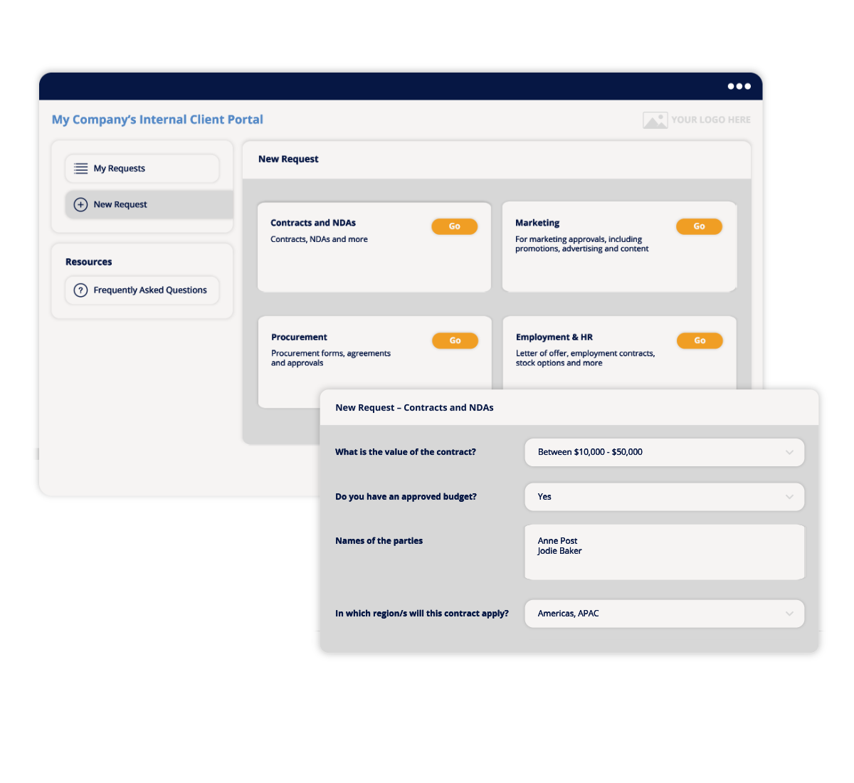 Streamline legal requests with an internal client portal