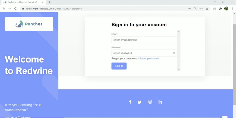 Panther screenshot: Panther sign-in page