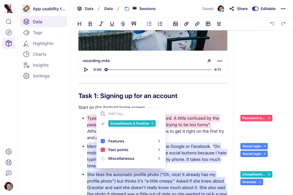 Dovetail user registration