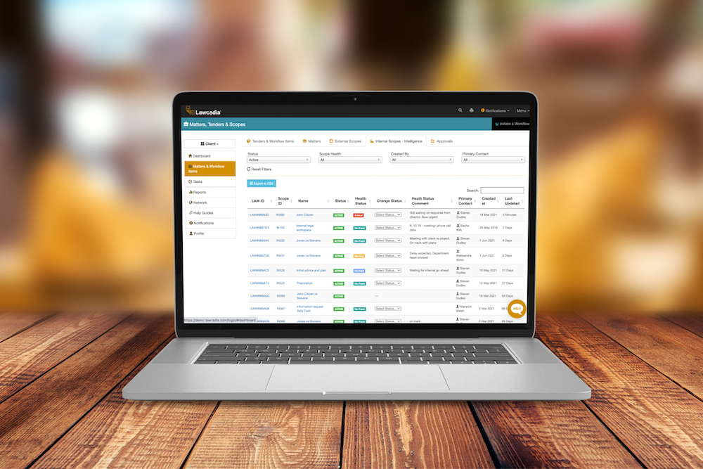 Lawcadia screenshot: Matter Management